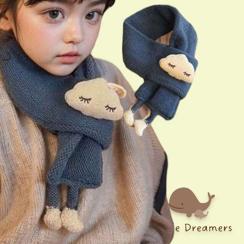 LITTLE DREAMERS Kids Winter Knitted Scarf with Cute Cloud