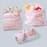 LITTLE DREAMERS 2pcs Cute Print Wet Dry Diaper Storage Bag