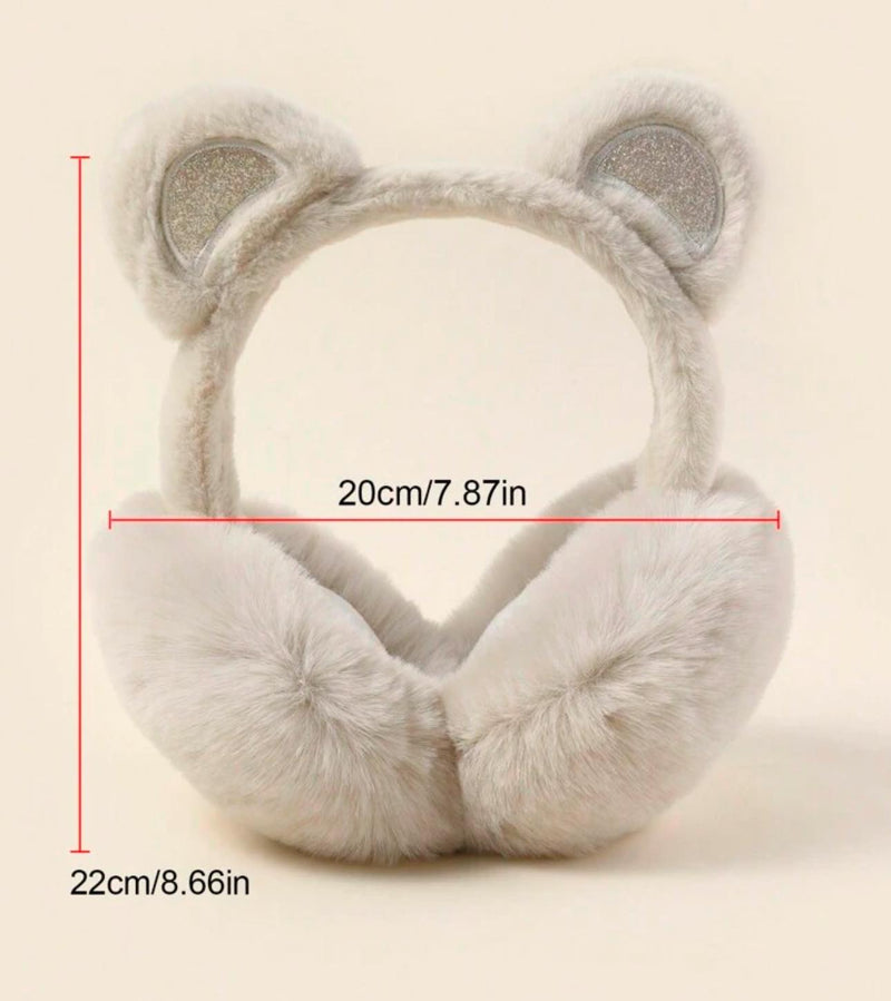 LITTLE DREAMERS Bear Ears Plush Ear Muffs for Kids