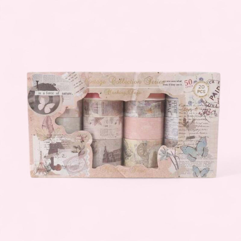 GIFTIES 20rolls Romantic Sweet Prints Washi Tapes Set