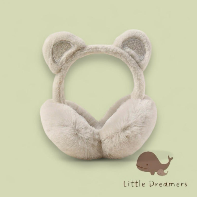 LITTLE DREAMERS Bear Ears Plush Ear Muffs for Kids