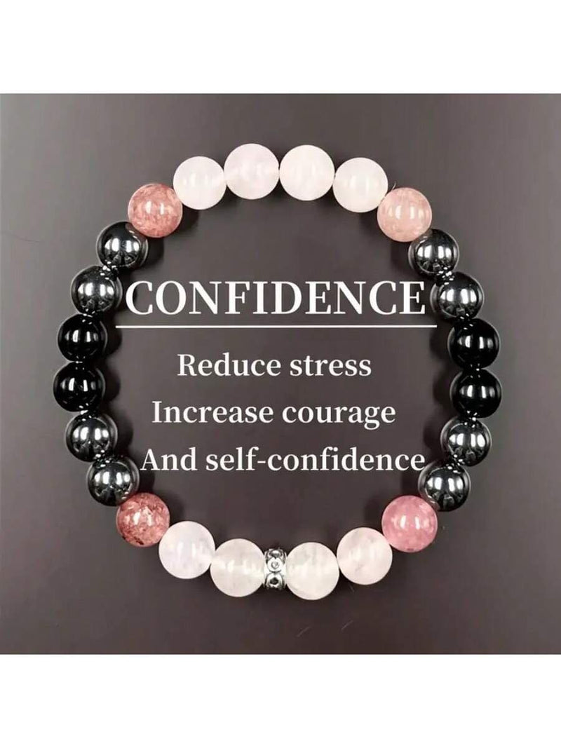 BLING Natural Stone Confidence Charm Bead Bracelet