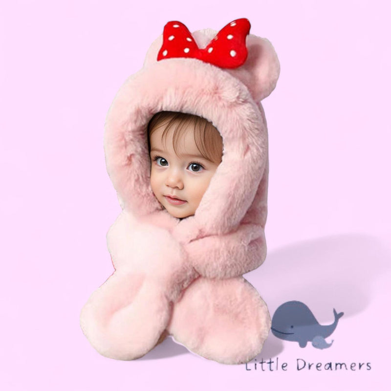 LITTLE DREAMERS Fluffy Cute Hood Warm Head Wrap for Kids