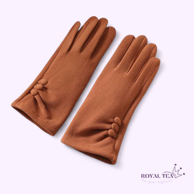 ROYALTEA Thermal Lined Warm Gloves Button Details