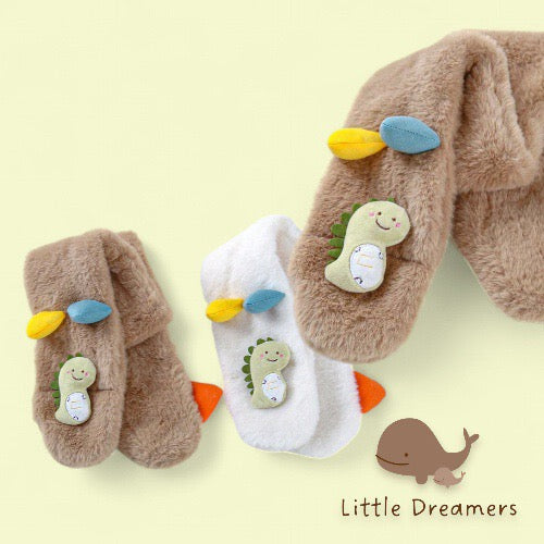 LITTLE DREAMERS Kids Plush Cute Dino Winter Scarf