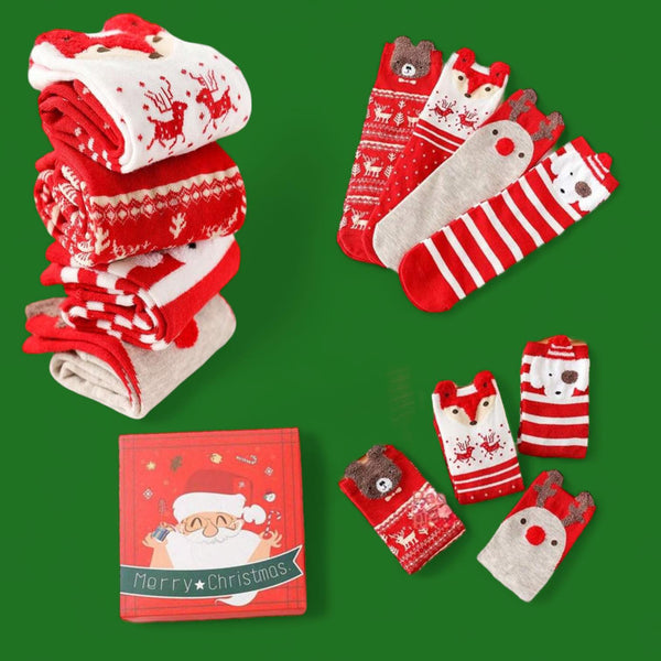 FOOTSIES 4Pairs Christmas Themed Socks with Gift Box