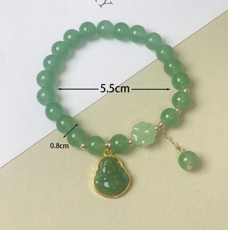 BLING Murano Glass Beads Buddha Four Leaf Clover Pendant Charm Bracelet