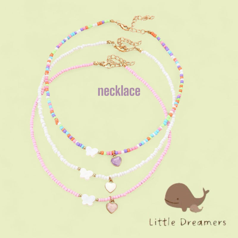 LITTLE DREAMERS 3pcs Set Cute Bead Charm Necklace for Girls