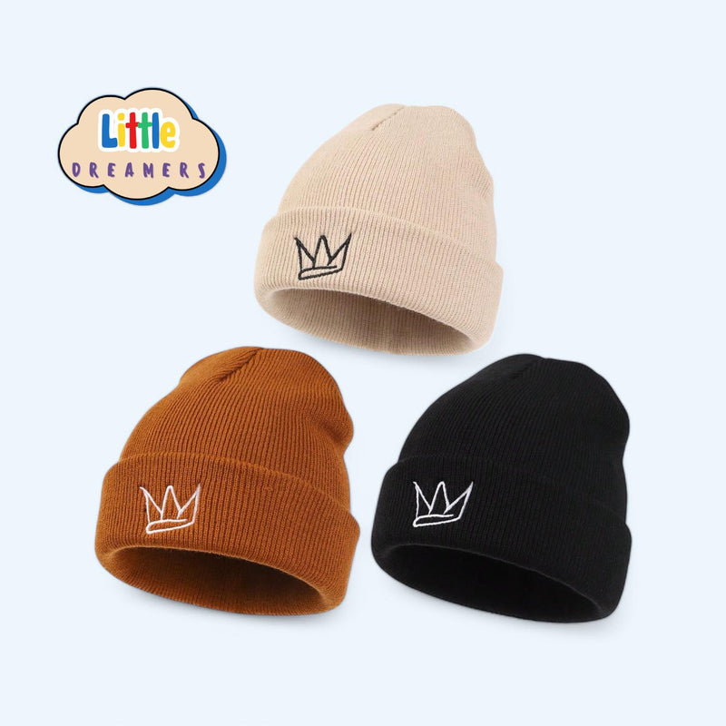 LITTLE DREAMERS 3pcs Crown Embroidered Bonnet Hat for Kids