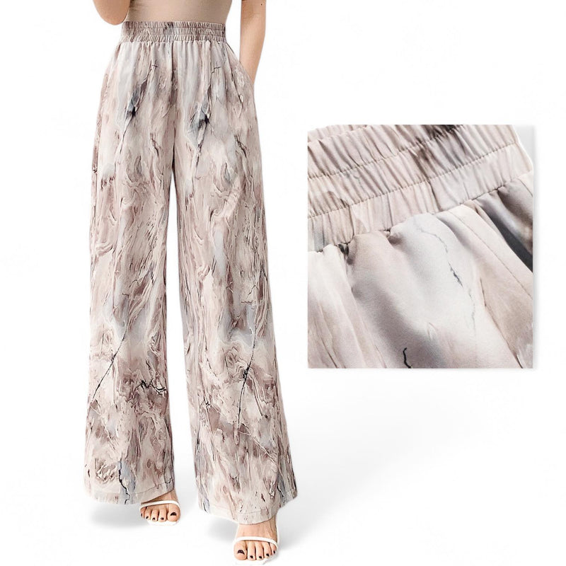 GYPSY Marble Print Elastic Waist Long Relax Pants