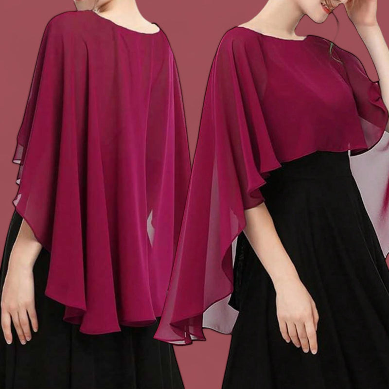 WRAP Chiffon Hi-Low Elegant Overlay Shawl