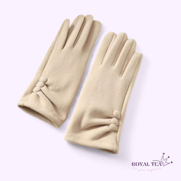 ROYALTEA Thermal Lined Warm Gloves Button Details