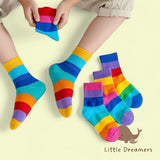 LITTLE DREAMERS 5pairs Girl Boy Rainbow Colored Socks Set 1-3yrs