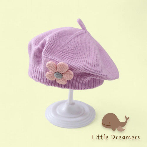 LITTLE DREAMERS Girls Fashion Floral Knitted Beret