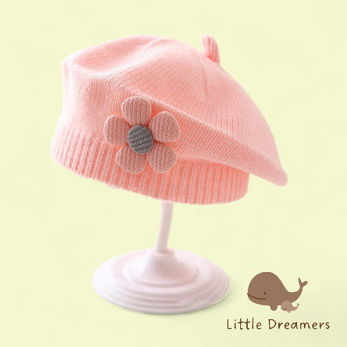 LITTLE DREAMERS Girls Fashion Floral Knitted Beret