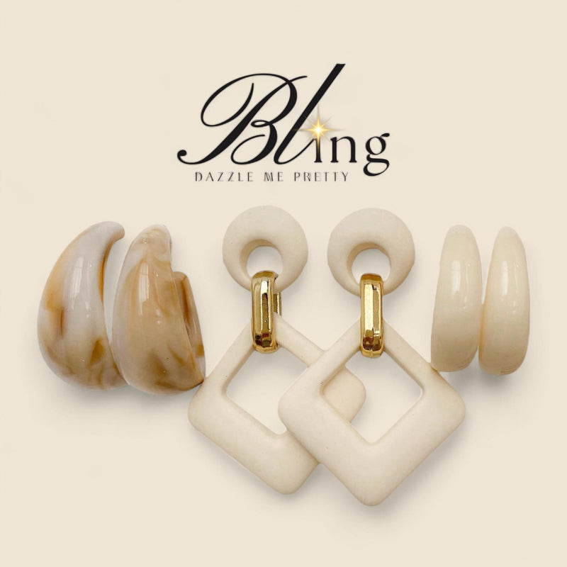 BLING 3pairs Colored Classic Drop Stud Earrings Set