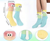 FOOTSIES 2pairs Pastel Gradient Googly Fun Socks Set with Magnetic Hands