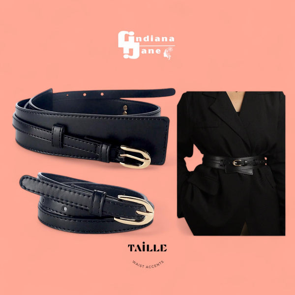 TAILLE 2 in 1 Wide Skinny Belt Combo Buckle Belt