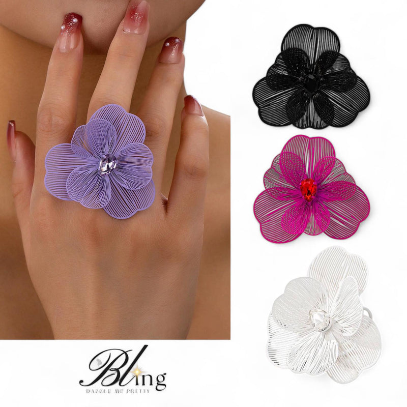 BLING Statement Floral Colored Ring