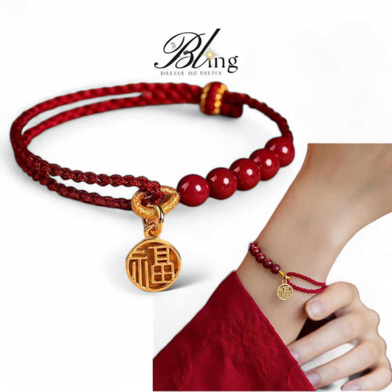 BLING Red String Fu Good Luck Charm Bracelet