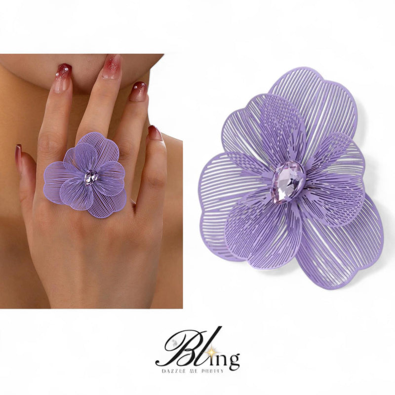 BLING Statement Floral Colored Ring