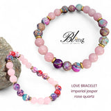 BLING Rose Quartz Imperial Jasper Love Attraction Charm Bracelet