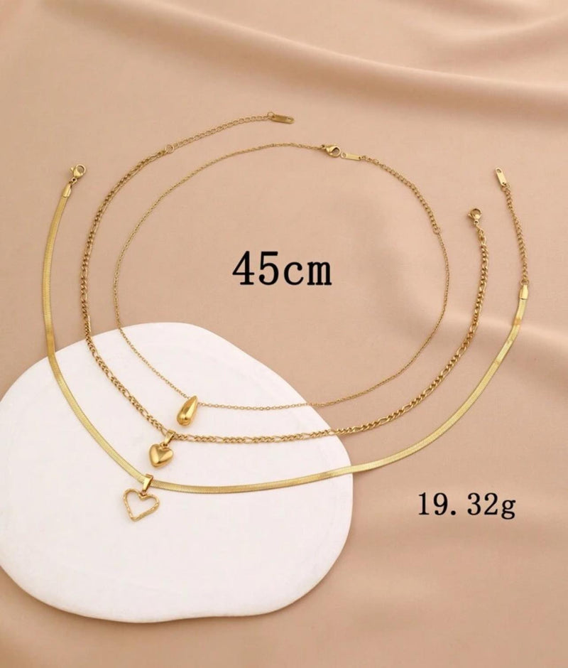 BLING 3pcs Minimalist Stainless Steel Gold Necklace