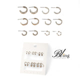 BLING 6pairs Minimalist Small Hoops Stud Earrings Set