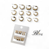 BLING 6pairs Minimalist Small Hoops Stud Earrings Set