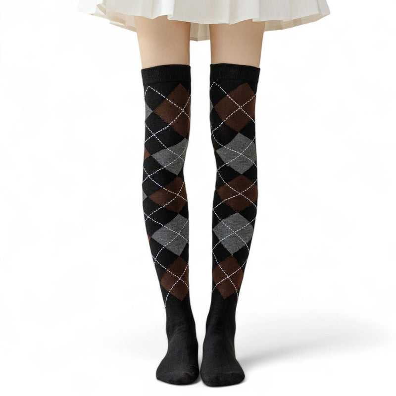 FOOTSIES Vintage Argyle Over the Knee Warm Socks