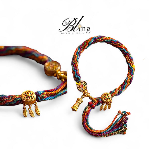 BLING Colorful Braided 8 Part Knot Thread Charm Bracelet