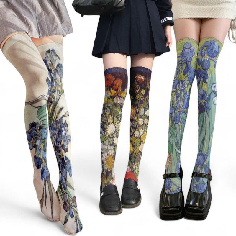 FOOTSIES Vintage Art Print Over the Knee Warm Socks