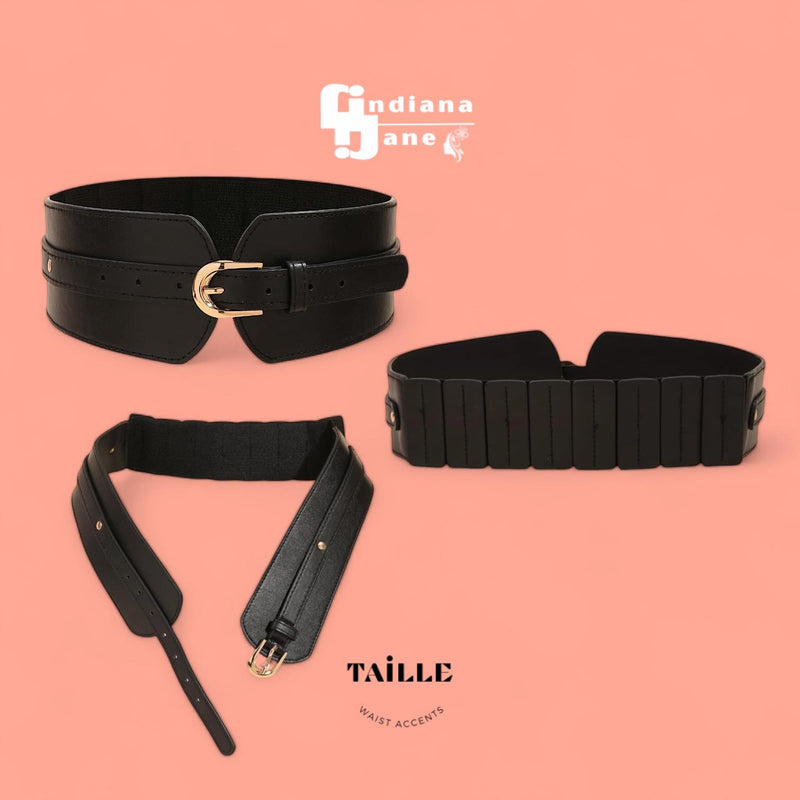 TAILLE Wide Strap Buckle Semi Obi Elastic Back Belt