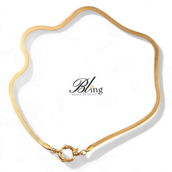 BLING Snake Bone Chain Minimalist 18k Gold Plated Necklace