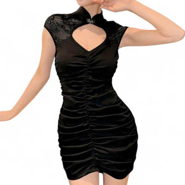 BLK Eastern Style Ruched Black Short Dress