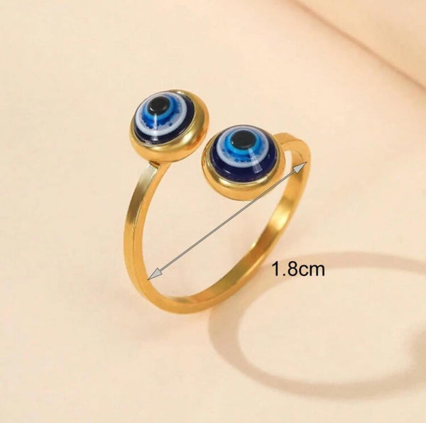 BLING Adjustable Evil Eye Stainless Ring