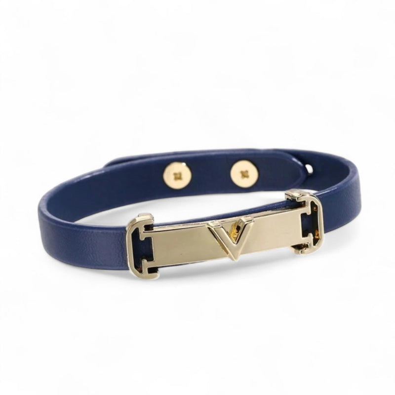 BLING Minimalist Skinny Leather Letter Gold Hardware Bracelet
