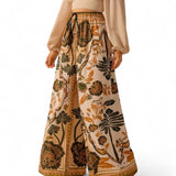 GYPSY Boho Tropical Printed Drawstring Wide Leg Loose Pants