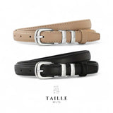 TAILLE Silver Buckle Decor Classic Slim Belt