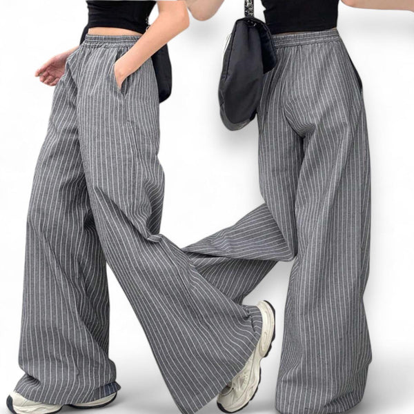 BLK Woven Casual Stripes Wide Pants