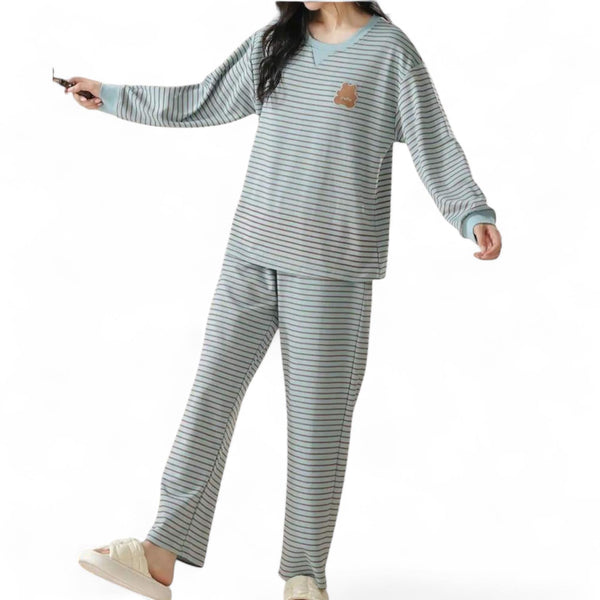 SWEET DREAMS Cute Stripes Long Sleeve Top & Pants Lounge Pajama Set