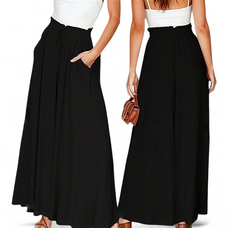 BLK Elastic Drawstring Casual Loose Wide Leg Pants