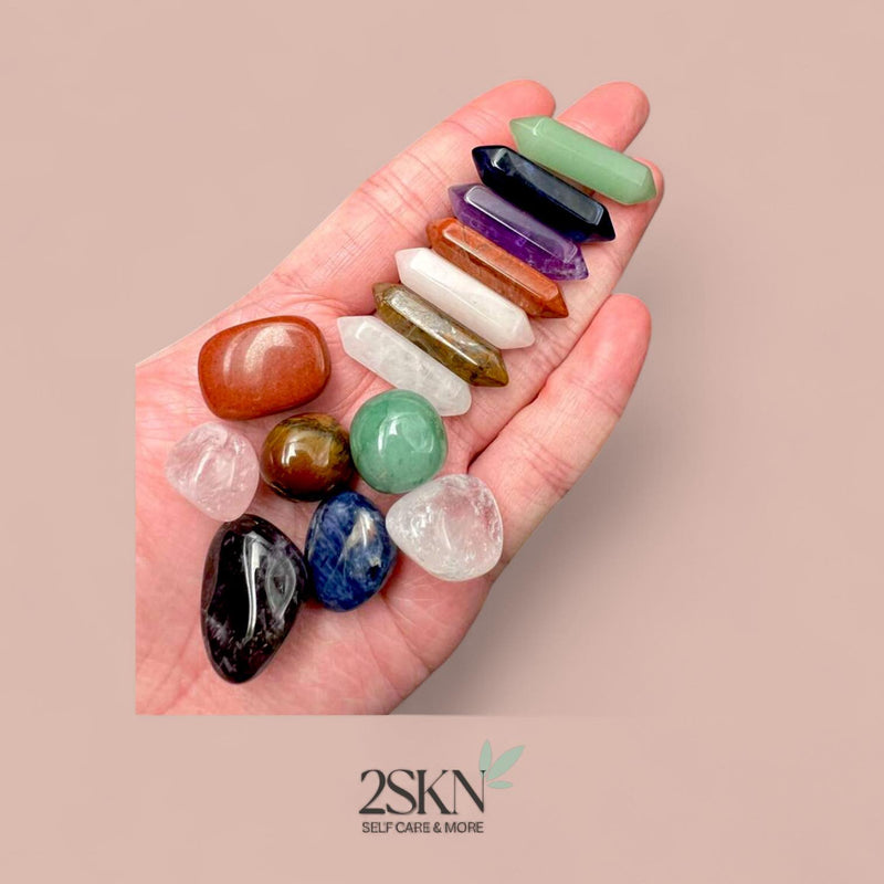 2SKN 14pcs Natural Stone Crystal Healing Set