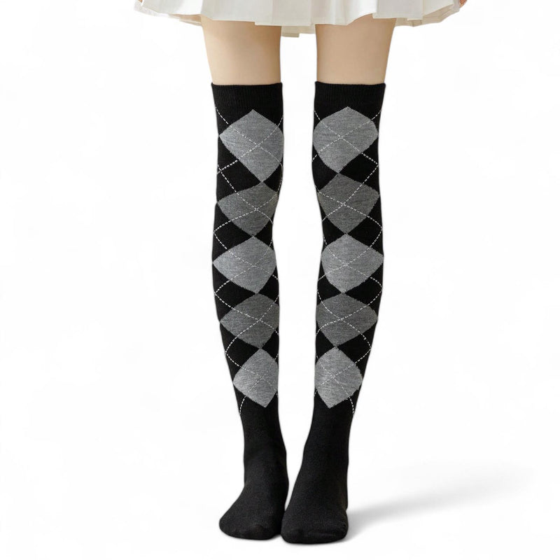 FOOTSIES Vintage Argyle Over the Knee Warm Socks