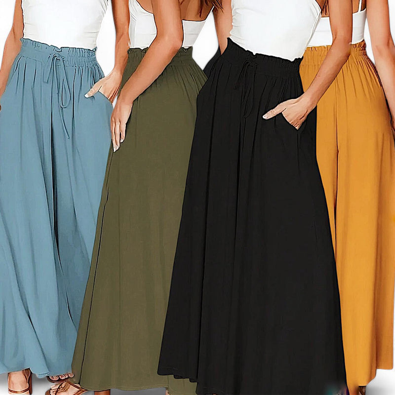 BLK Elastic Drawstring Casual Loose Wide Leg Pants