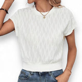 BLUSA Geo Pattern Knit Square Top with Waistband