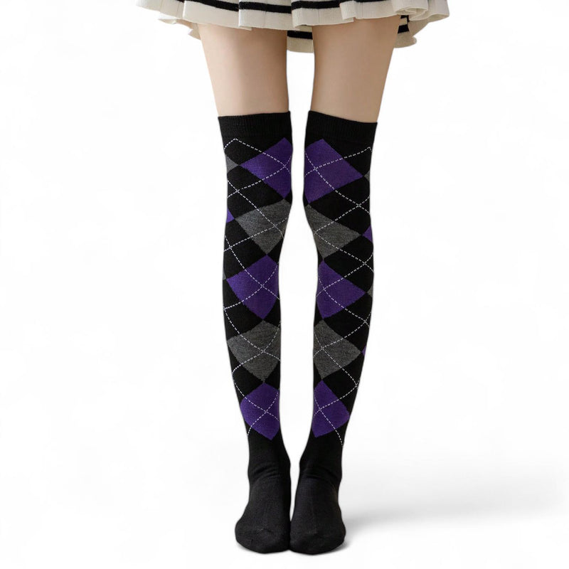 FOOTSIES Vintage Argyle Over the Knee Warm Socks