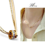 BLING Rings Pendant w Rhinestone Snake Chain Layered Necklace