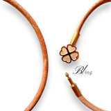 BLING 18k Plated Four-Leaf Clover Cowhide Leather Bracelet