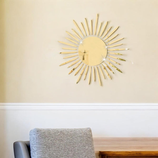 CRAFTY Sun Mirror 3D Wall Sticker Decor